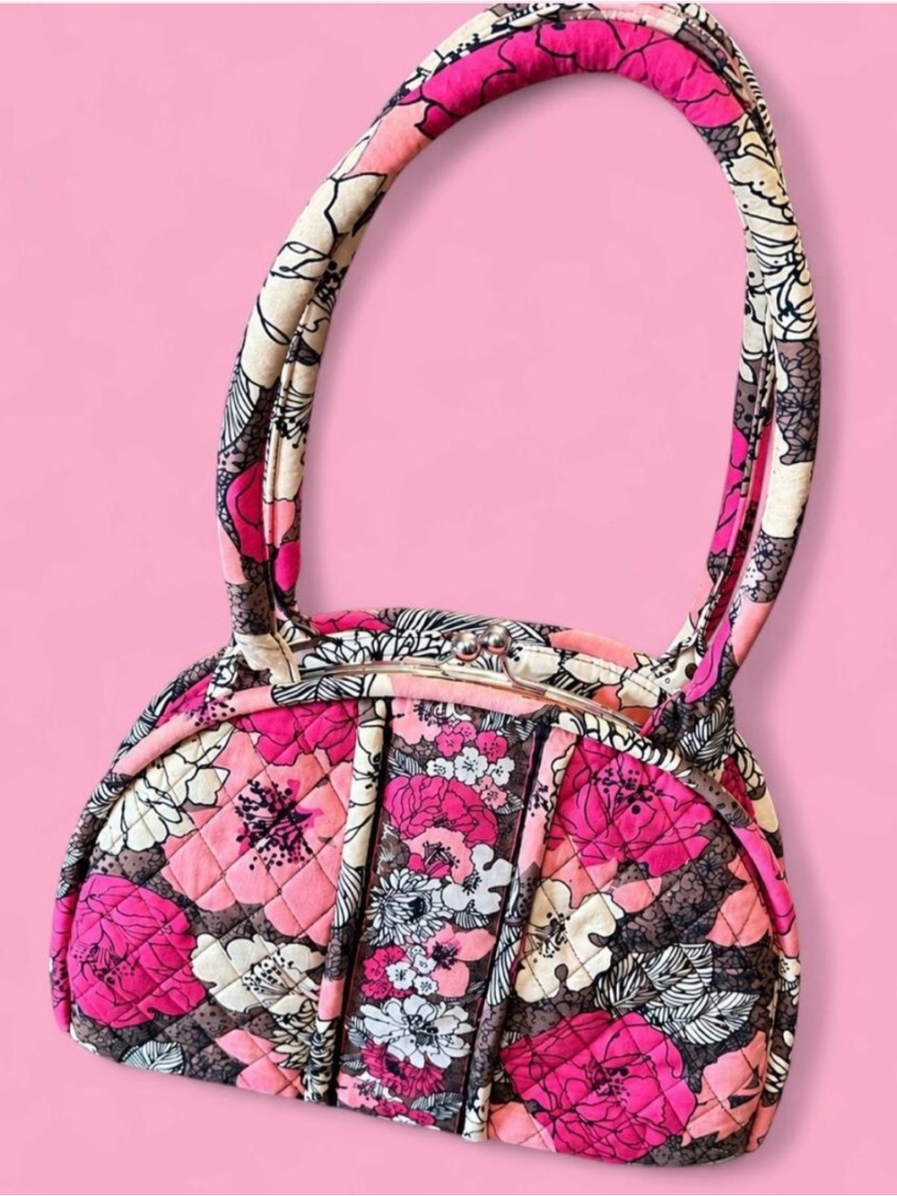 Vera Bradley Eloise Kisslock Shoulder Bag – Mocha Rouge 🌸